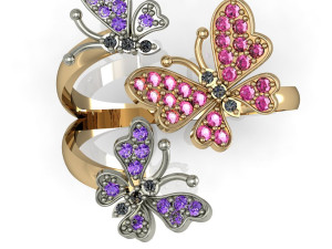 ring three butterflies 3D Print Model