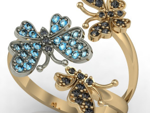 ring three butterflies 3D Print Model