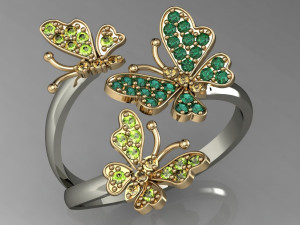 ring three butterflies 3D Print Model