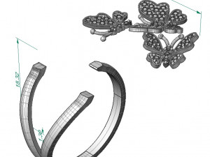 ring three butterflies 3D Print Model