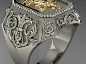 signet ring with heraldic lion 3D 프린트 모델