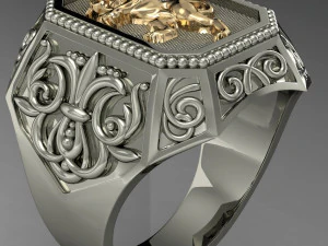 signet ring with heraldic lion 3D Print Model