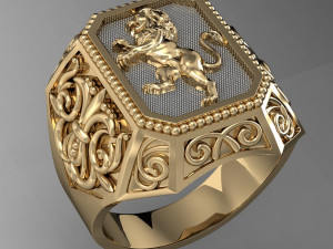 signet ring with heraldic lion 3D 프린트 모델