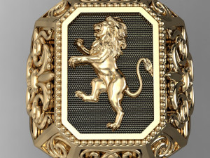 signet ring with heraldic lion 3D 프린트 모델