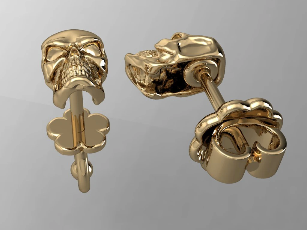 earrings with a skull 3D Print Model .c4d .max .obj .3ds .fbx .stl .blend 