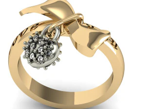 ring with heart 3D Print Model