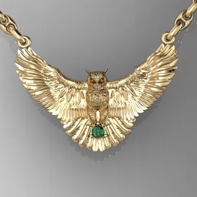 fashion neckless owl with gem Modello di stampa 3D .c4d .max .obj .3ds .fbx .stl .blend 
