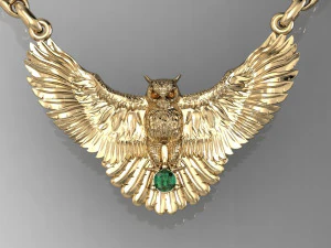 时尚无颈猫头鹰与宝石 3D 打印模型