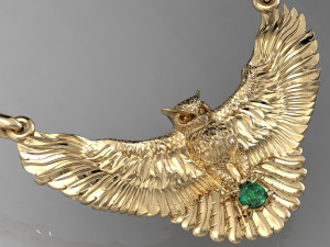 fashion neckless owl with gem Modello di stampa 3D