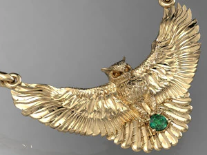 fashion neckless owl with gem 3D Print Model