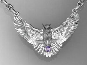 fashion neckless owl with gem Modello di stampa 3D