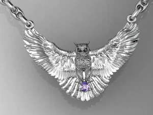 fashion neckless owl with gem 3D Print Model