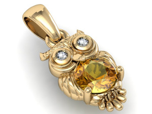 fashion pendant owl with gems 3D Print Model