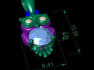 fashion pendant owl with gems 3D Принт Модель