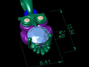 fashion pendant owl with gems 3D Print Model