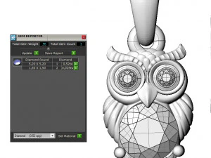 fashion pendant owl with gems 3D Print Model