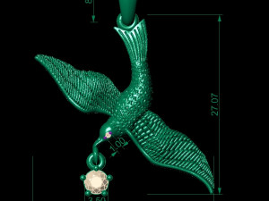 pendant bird gull with gems 3D Baskı Modeli