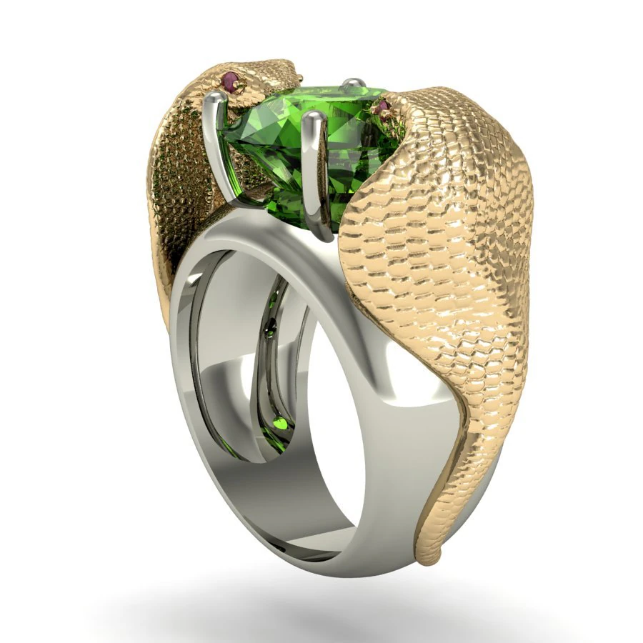 ring two snakes 3D Print Model .c4d .max .obj .3ds .fbx .stl .blend 