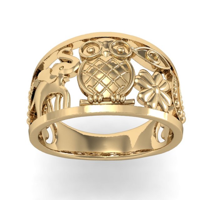 ring elephant owl horseshoe 3D Принт Модель .c4d .max .obj .3ds .fbx .stl .blend 