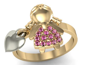 fashion ring with girl heart 3D Print Model