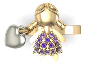 fashion ring with girl heart Modèles 3D en vedette