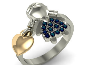 fashion ring with girl heart 3D Print Model