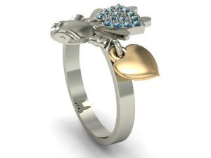 fashion ring with girl heart 3D Print Model