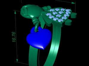 fashion ring with girl heart Modèles 3D en vedette
