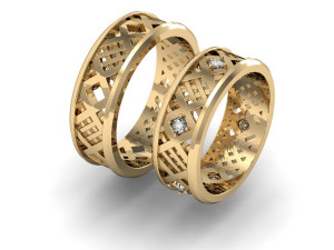 fashion wedding ring with diamonds Model Cetak 3D