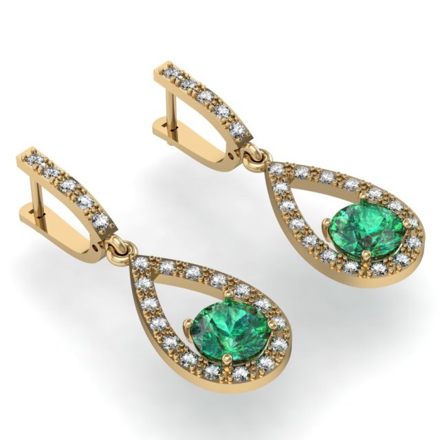 fashion earring with gems 3Dプリントモデル .c4d .max .obj .3ds .fbx .stl .blend 