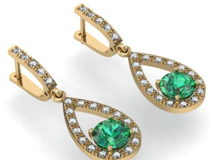 модні сережки з дорогоцінними каменями 3D Принт Модель