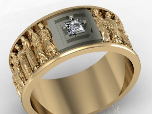 male ring with antique statues 3D Print Model