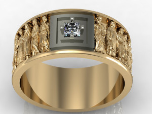 male ring with antique statues Modello di stampa 3D