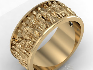male ring with antique statues Modello di stampa 3D