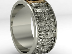 male ring with antique statues Modello di stampa 3D