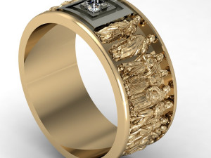 male ring with antique statues Modello di stampa 3D