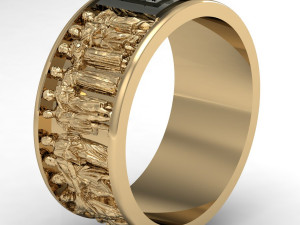 male ring with antique statues Modello di stampa 3D