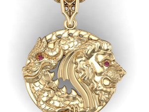 pendant lion and dragon Modèles 3D en vedette