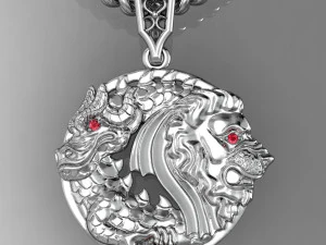 pendant lion and dragon 3D Print Model