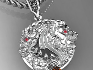 pendant lion and dragon Modèles 3D en vedette