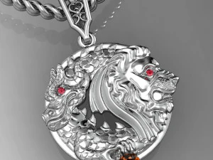 pendant lion and dragon 3D Print Model