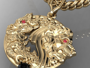 pendant lion and dragon Modèles 3D en vedette