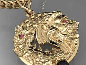 pendant lion and dragon 3D Print Model