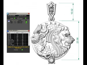 pendant lion and dragon 3D Print Model