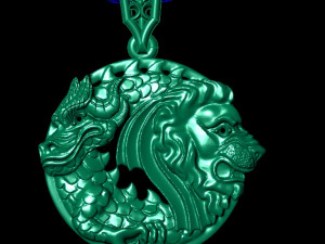 pendant lion and dragon Modèles 3D en vedette