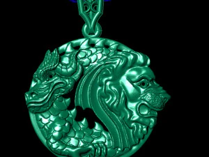 pendant lion and dragon 3D Print Model