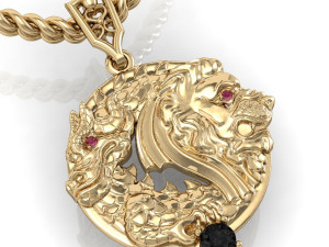 pendant lion and dragon Modèles 3D en vedette