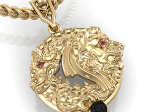 pendant lion and dragon 3D Print Model