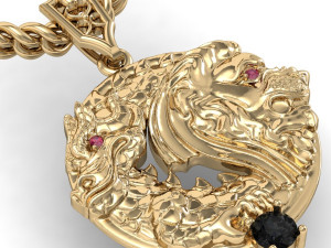 pendant lion and dragon Modèles 3D en vedette