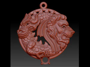 pendant lion and dragon 3D Print Model
